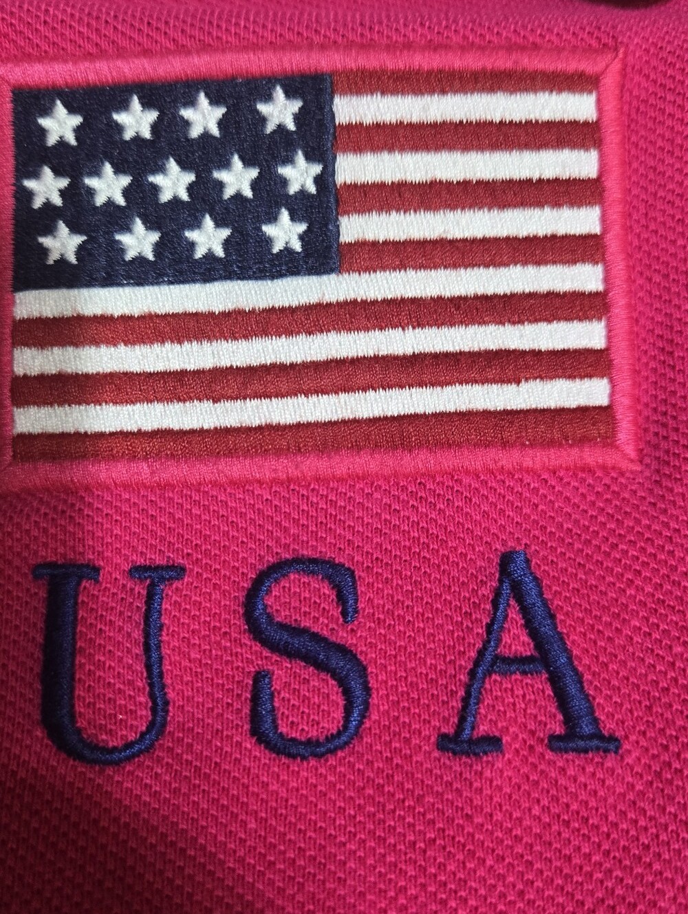 POLO Big Pony By Ralph Lauren Size L, USA Flag, Hot Pink #3 On Back & Sleeve - Picture 3 of 10